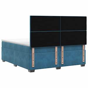 Postel boxspring s matrací s čelo Modrá 140 x 200 cm Samet - obrázek 8