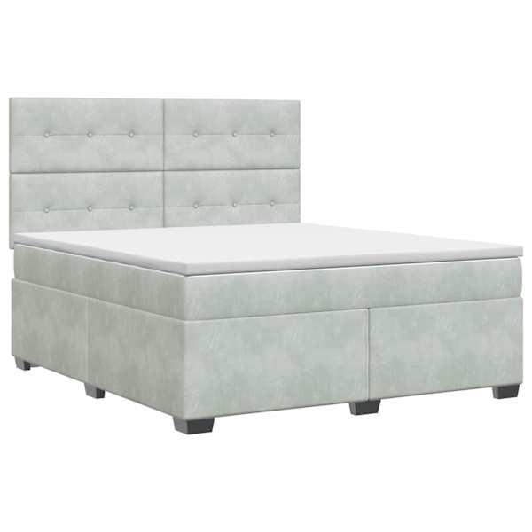 vidaXL Vedruvoodi madratsiga peaga Helehall 160 x 200 cm Samet