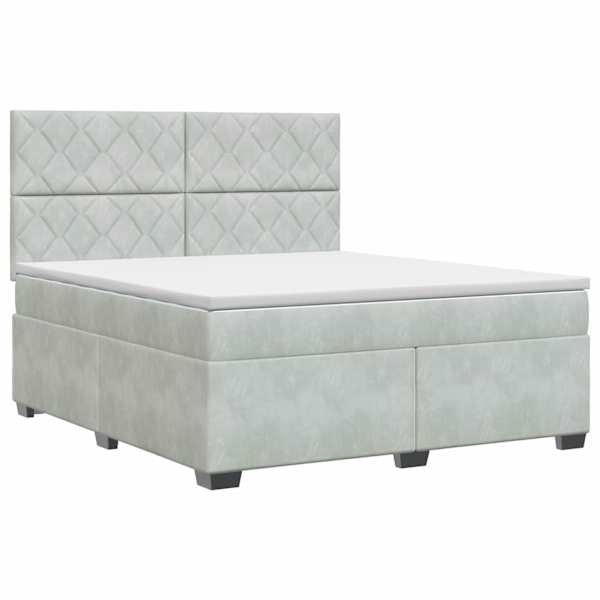 vidaXL Vedruvoodi madratsiga peaga Helehall 180 x 200 cm Samet