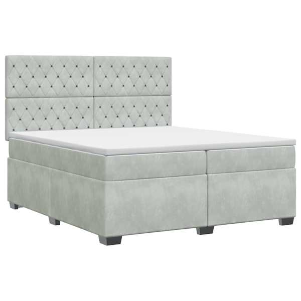 vidaXL Vedruvoodi madratsiga peaga Helehall 200 x 200 cm Samet
