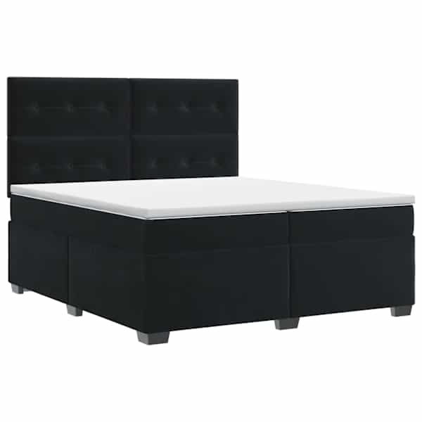 vidaXL Vedruvoodi madratsiga peaga Must 200 x 200 cm Samet