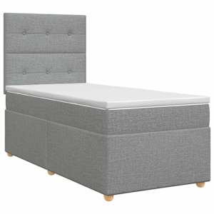 vidaXL Vedruvoodi madratsiga peaga Helehall 80 x 200 cm kangas