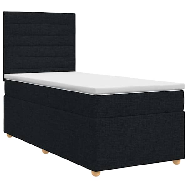 vidaXL Vedruvoodi madratsiga peaga Must 90 x 200 cm kangas
