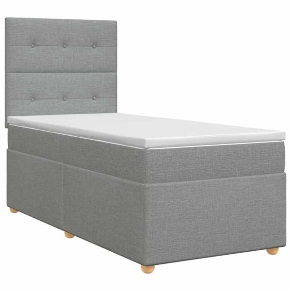 vidaXL Vedruvoodi madratsiga peaga Helehall 90 x 200 cm kangas
