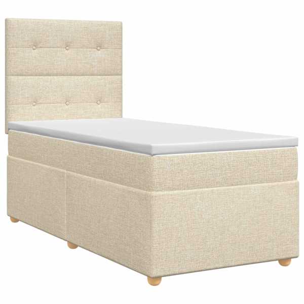vidaXL Vedruvoodi madratsiga peaga Kreemjas 90 x 200 cm kangas