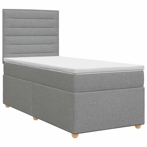 vidaXL Vedruvoodi madratsiga peaga Helehall 100 x 200 cm kangas