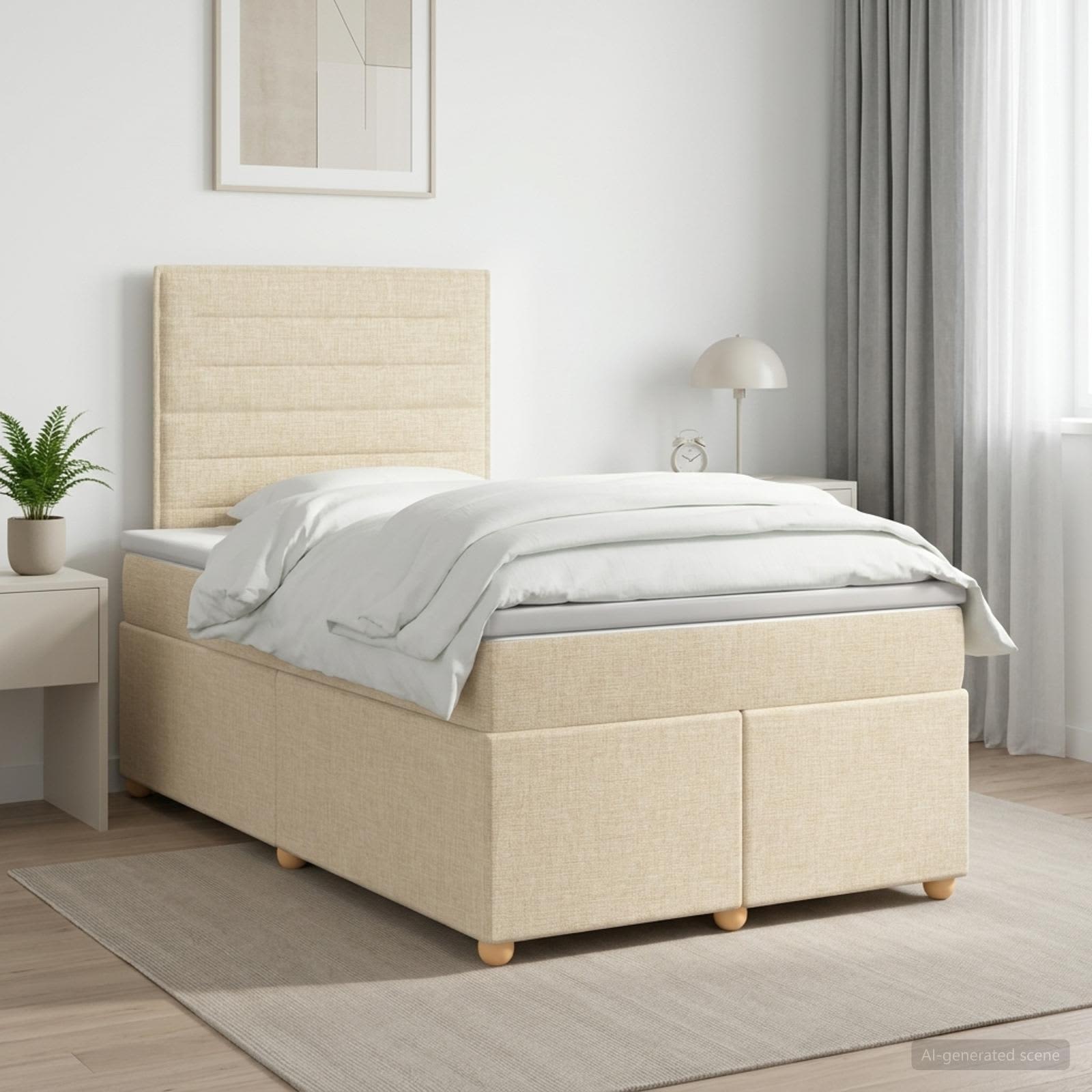 Континентално легло с матрак Кремаво 120 x 190 cm Текстил