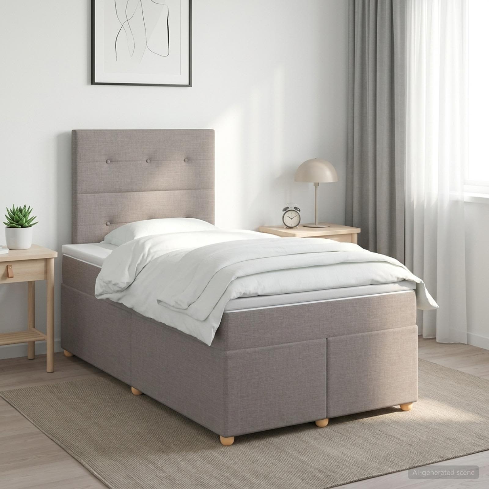 Континентално легло с матрак Таупе 120 x 190 cm Текстил