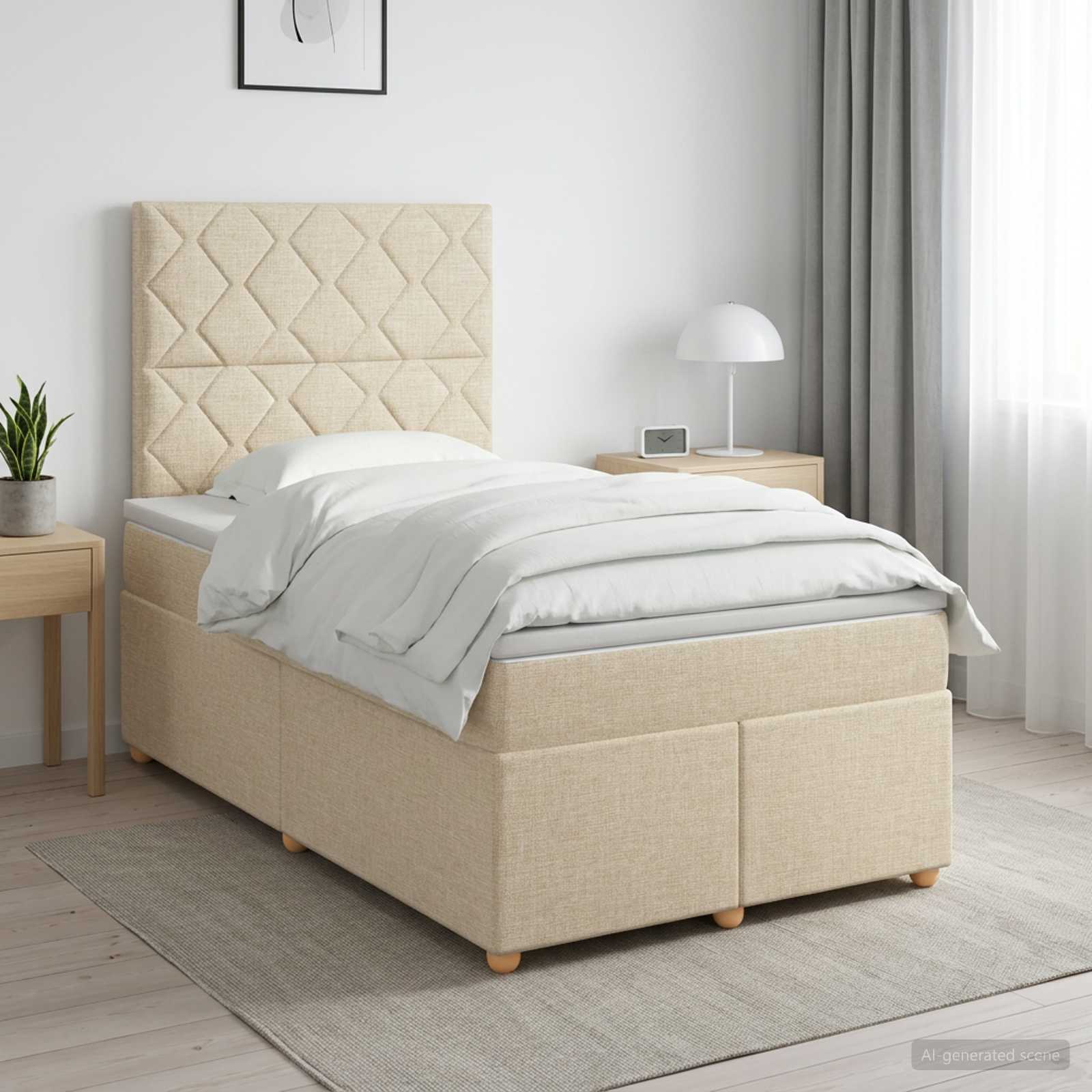 Континентално легло с матрак Кремаво 120 x 190 cm Текстил