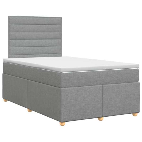 vidaXL Vedruvoodi madratsiga peaga Helehall 120 x 200 cm kangas