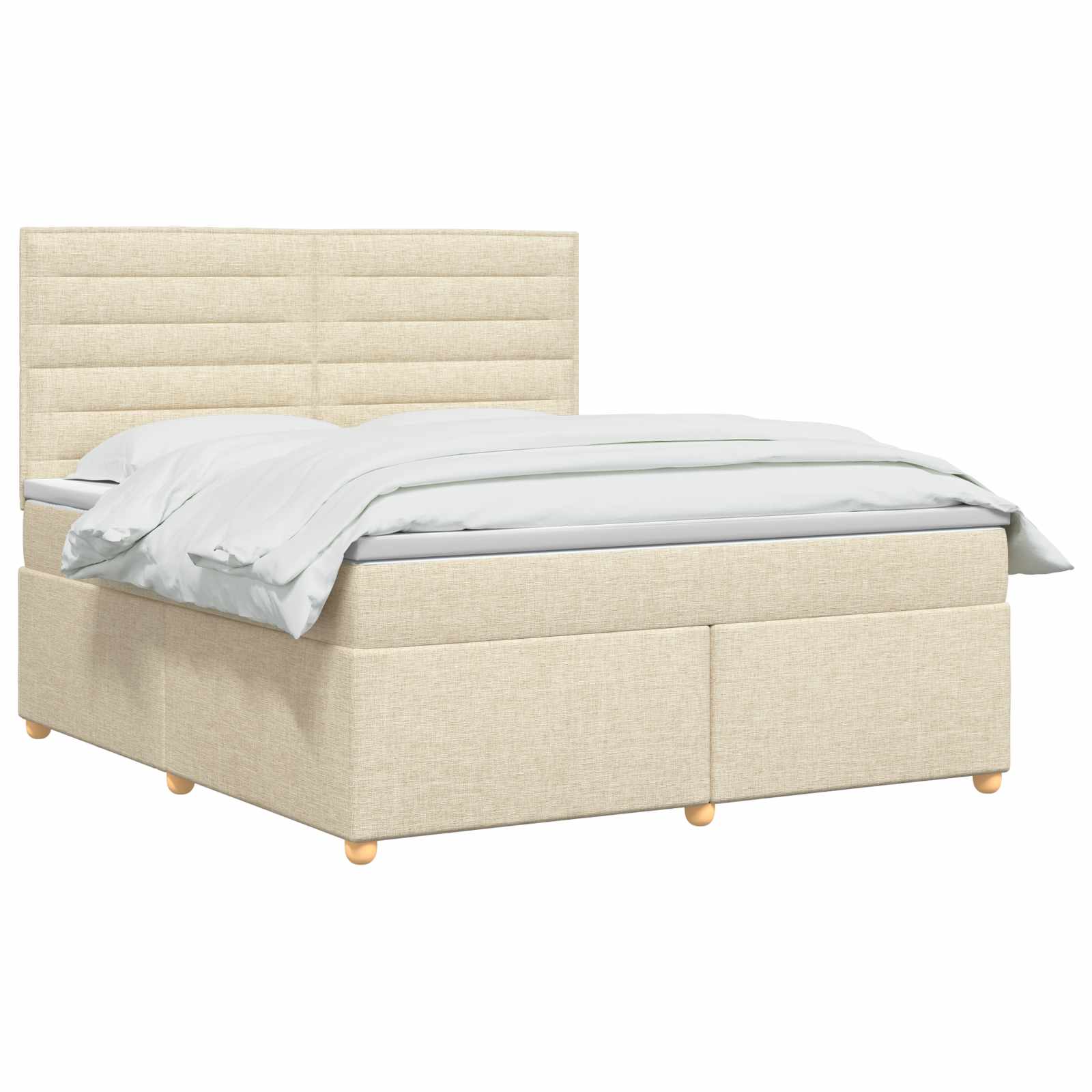 Postelja boxspring z vzmetnico Krem 180 x 200 cm Blago