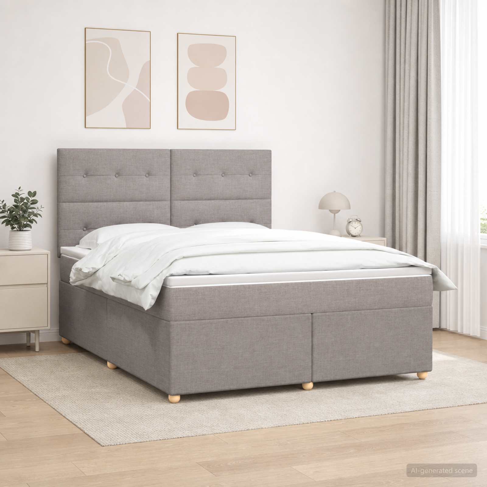 Континентално легло с матрак Таупе 160 x 200 cm Текстил