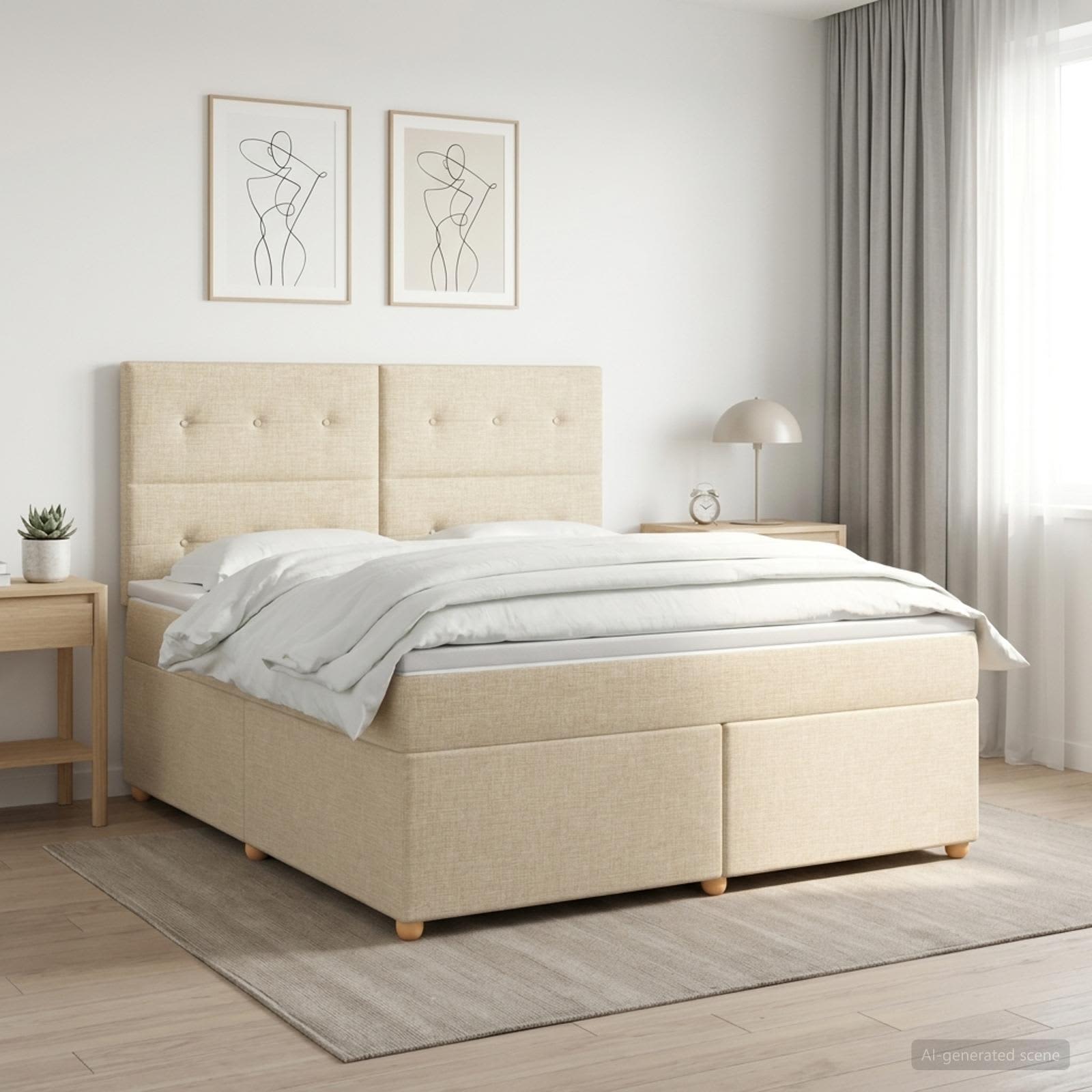 Континентално легло с матрак Кремаво 160 x 200 cm Текстил