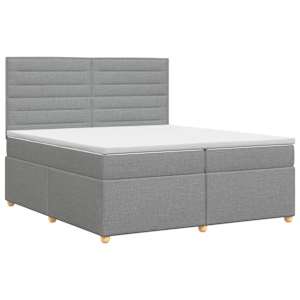 vidaXL Vedruvoodi madratsiga peaga Helehall 200 x 200 cm kangas