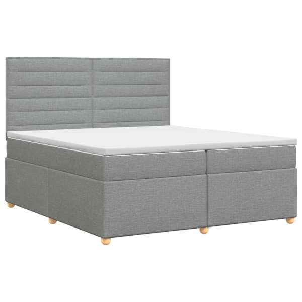 vidaXL Vedruvoodi madratsiga peaga Helehall 200 x 200 cm kangas