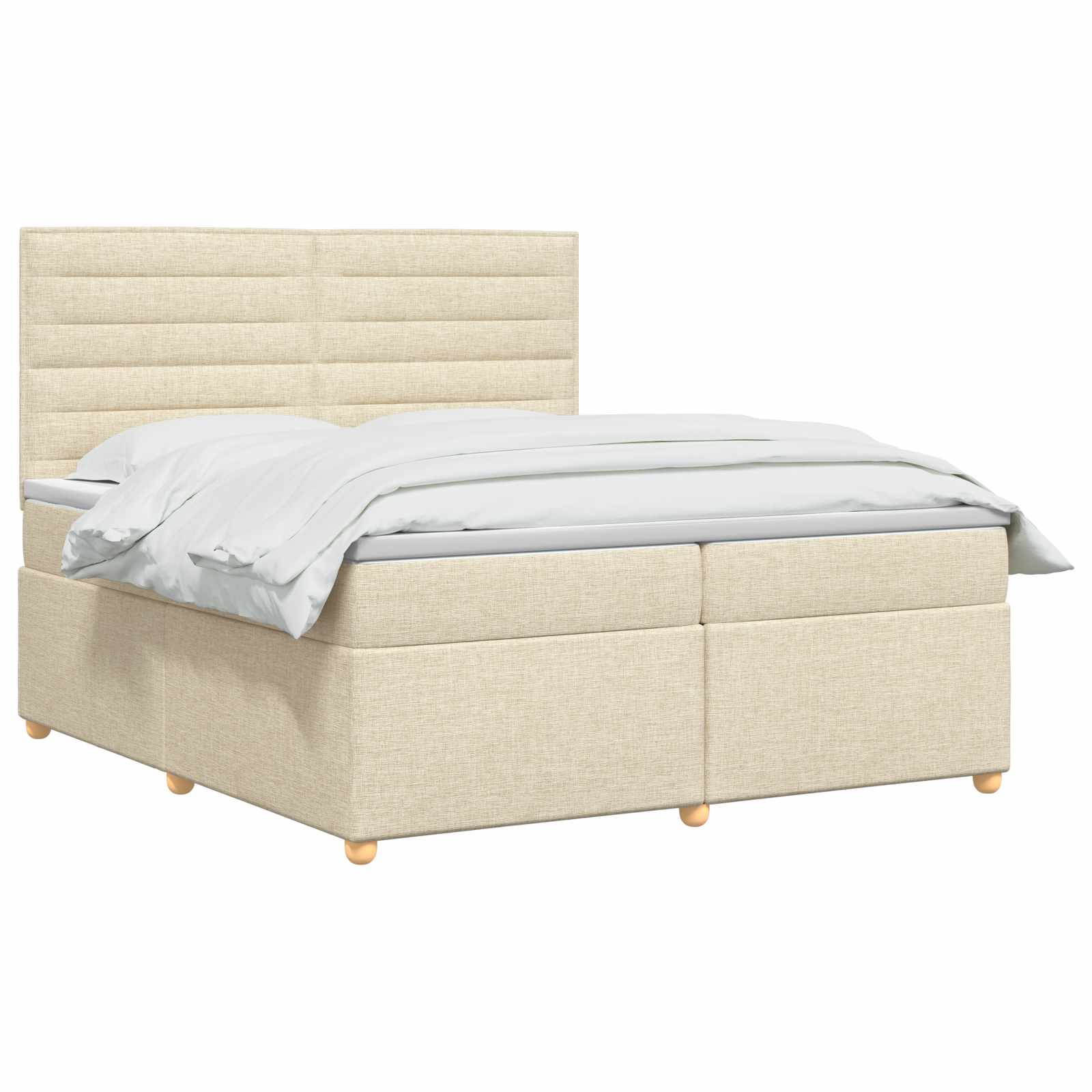 Postelja boxspring z vzmetnico Krem 200 x 200 cm Blago
