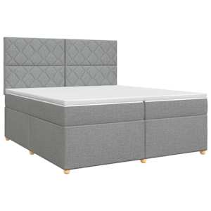 vidaXL Vedruvoodi madratsiga peaga Helehall 200 x 200 cm kangas