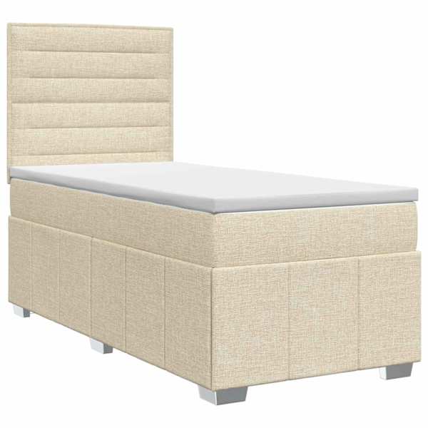 vidaXL Vedruvoodi madratsiga peaga Kreemjas 90 x 200 cm kangas
