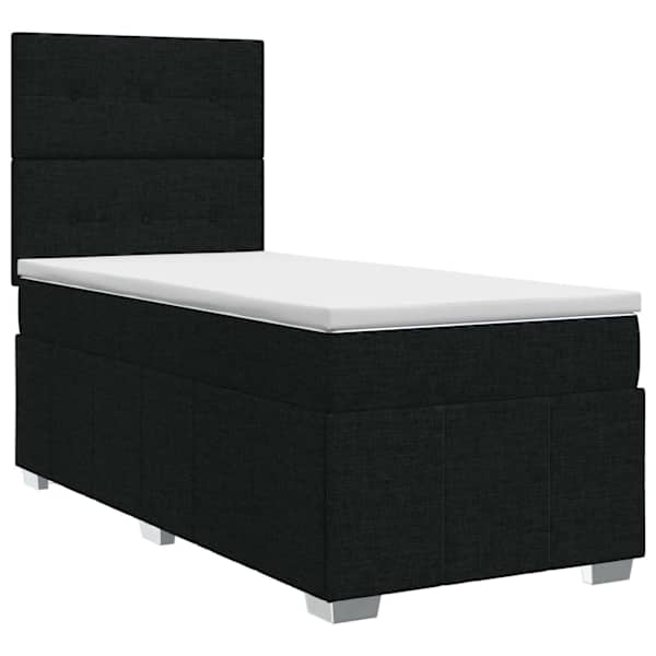 vidaXL Vedruvoodi madratsiga peaga Must 90 x 200 cm kangas
