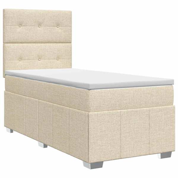 vidaXL Vedruvoodi madratsiga peaga Kreemjas 90 x 200 cm kangas