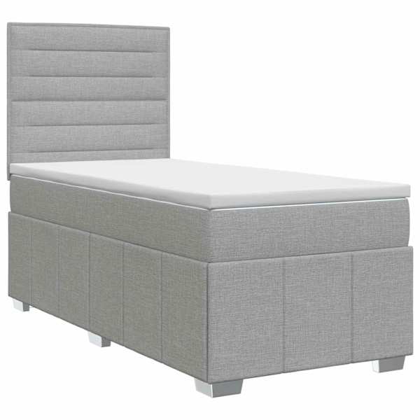 vidaXL Vedruvoodi madratsiga peaga Helehall 100 x 200 cm kangas