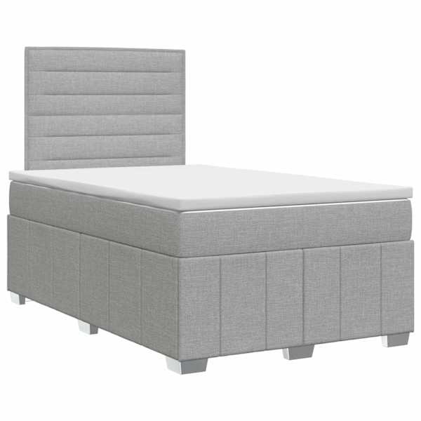 vidaXL Vedruvoodi madratsiga peaga Helehall 120 x 190 cm kangas