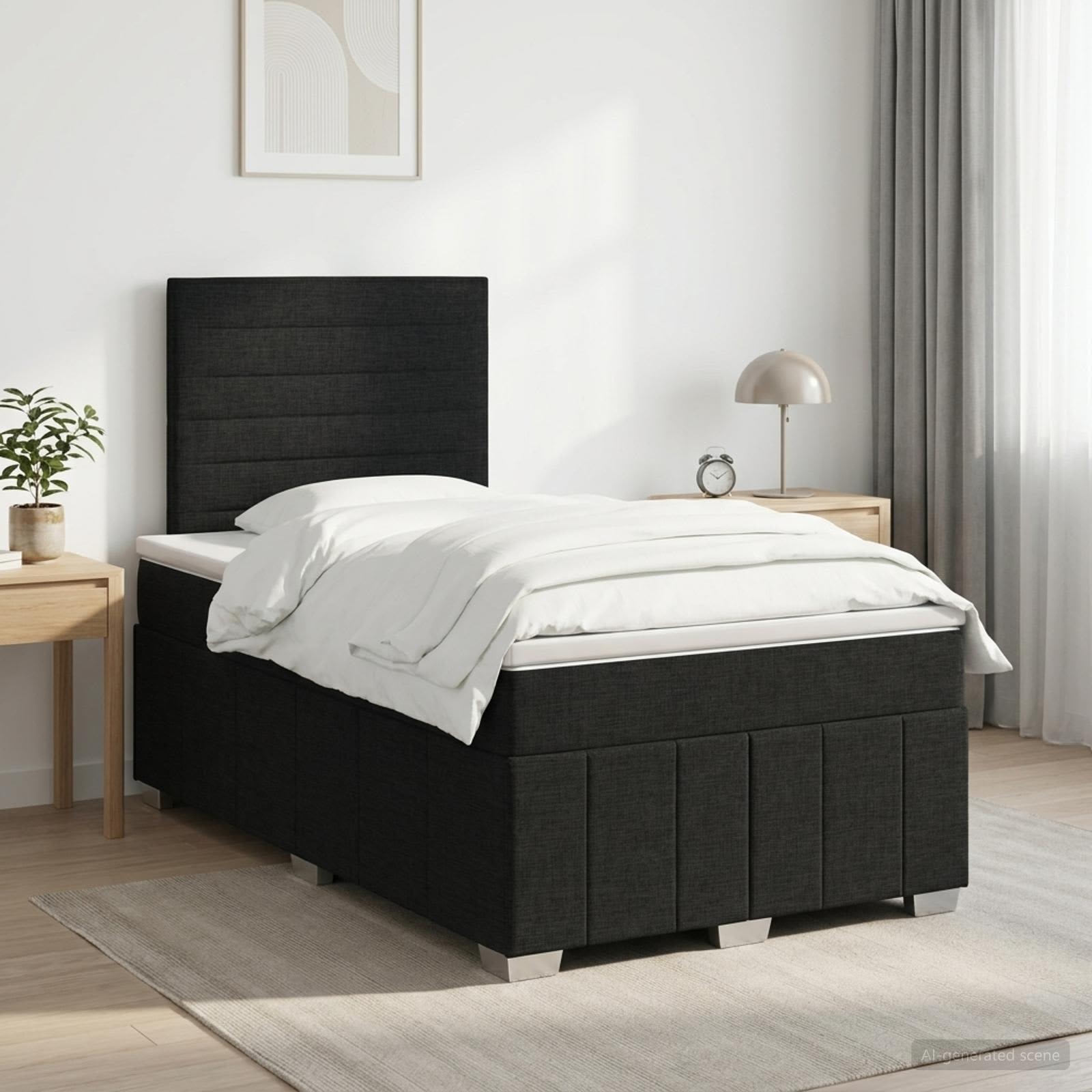 Postelja boxspring z vzmetnico Črna 120 x 200 cm Blago