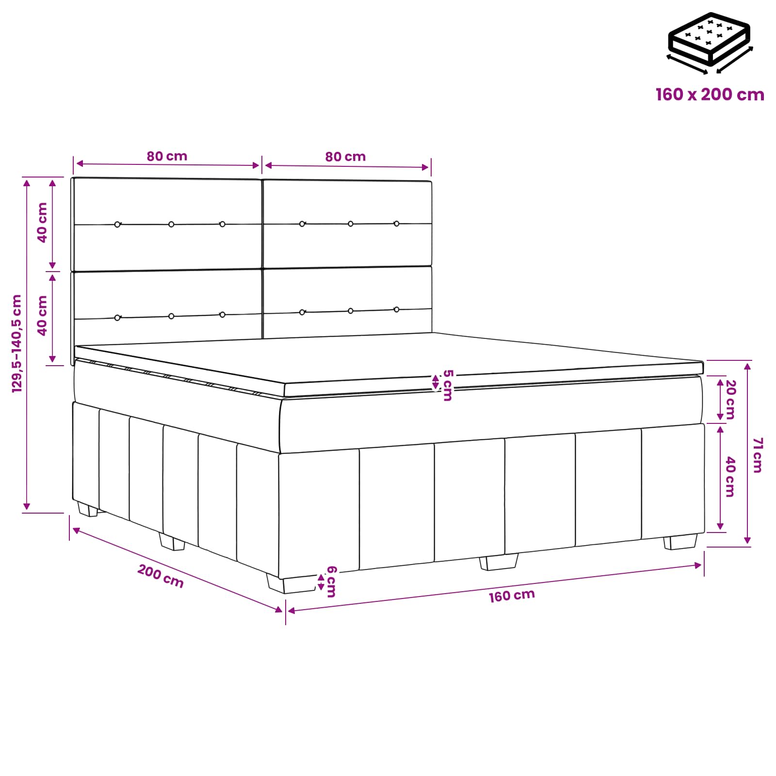 Postelja boxspring z vzmetnico Svetlo siva 160 x 200 cm Blago