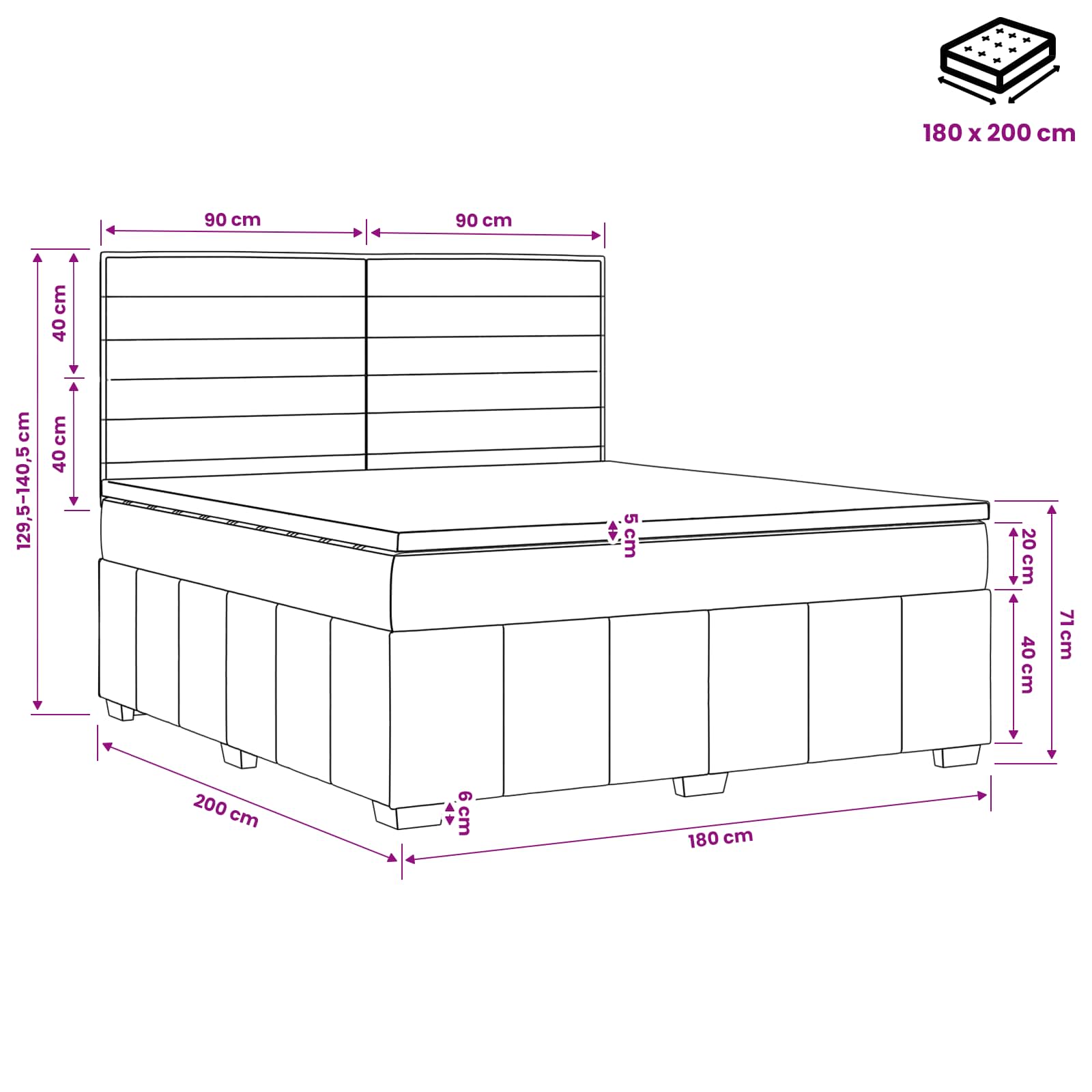 Postelja boxspring z vzmetnico Svetlo siva 180 x 200 cm Blago