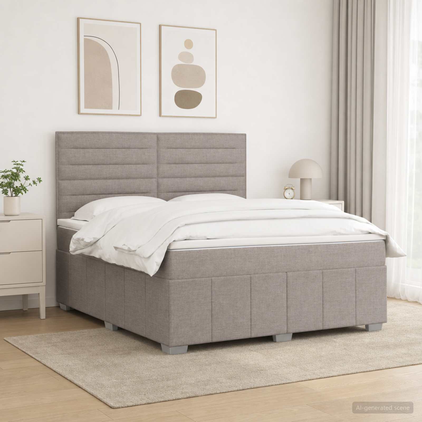 Континентално легло с матрак Таупе 140 x 190 cm Текстил