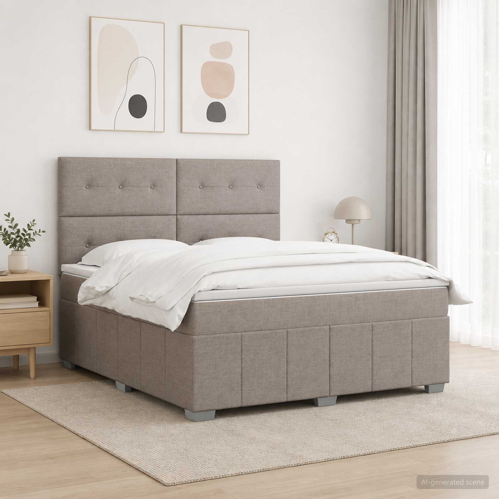 Континентално легло с матрак Таупе 160 x 200 cm Текстил
