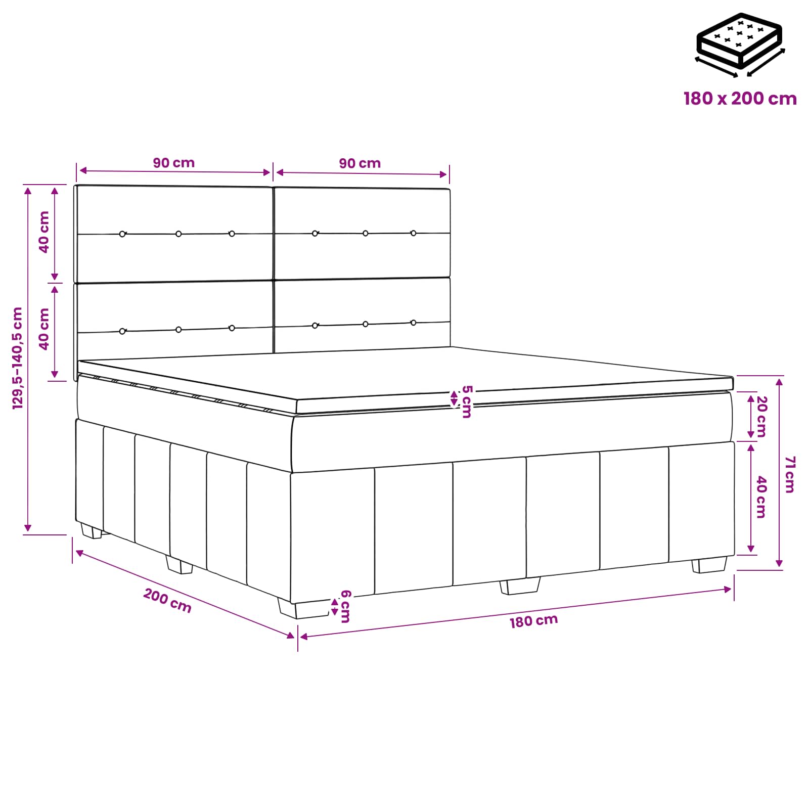 Postelja boxspring z vzmetnico Taupe 180 x 200 cm Blago