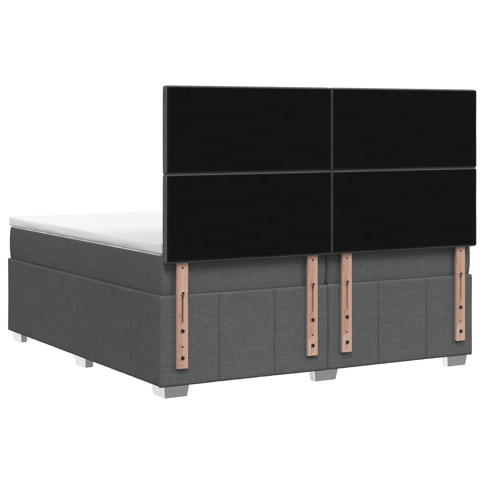 Postelja boxspring z vzmetnico Temno siva 200 x 200 cm Blago