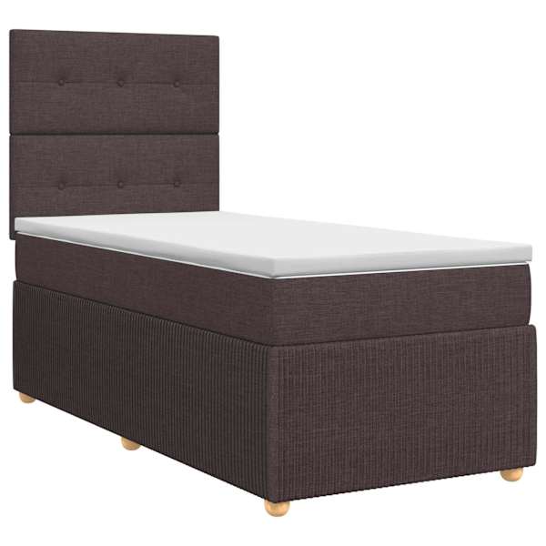 vidaXL Vedruvoodi madratsiga peaga Tume pruun 90 x 190 cm kangas