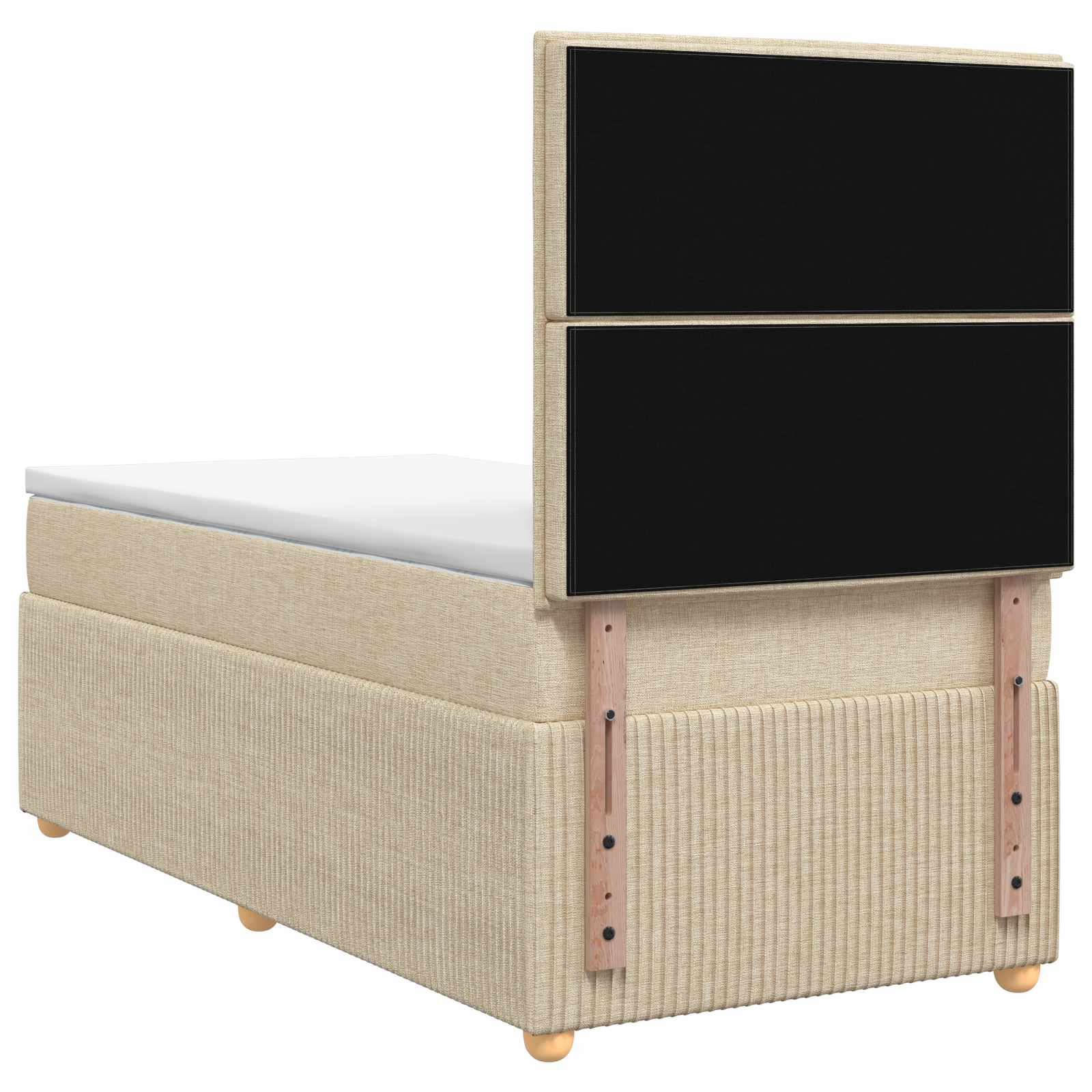 Postelja boxspring z vzmetnico Krem 90 x 200 cm Blago