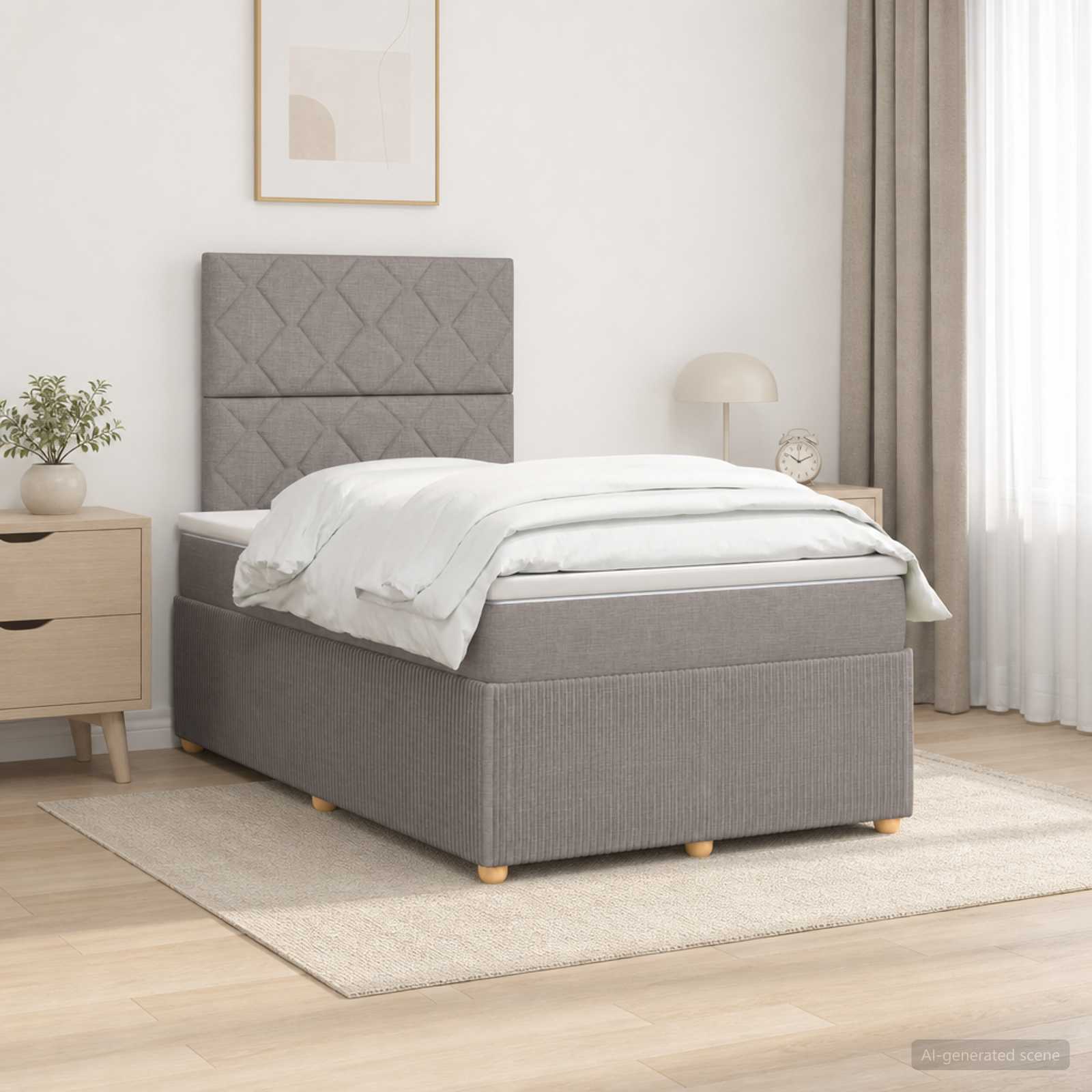 Континентално легло с матрак Таупе 120 x 190 cm Текстил