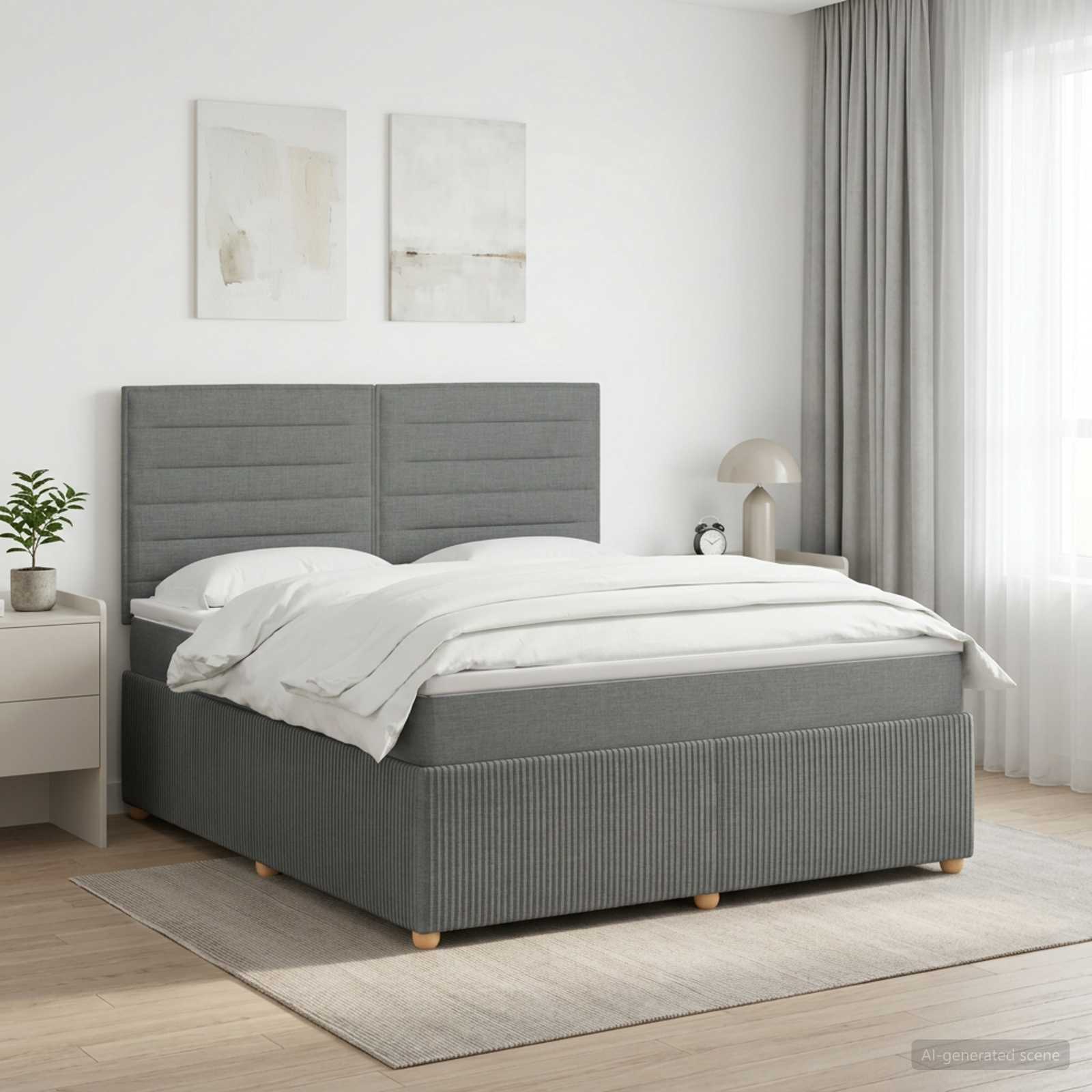 Boxmadras seng med topmadras 140 x 200 cm i mørkegrå stof