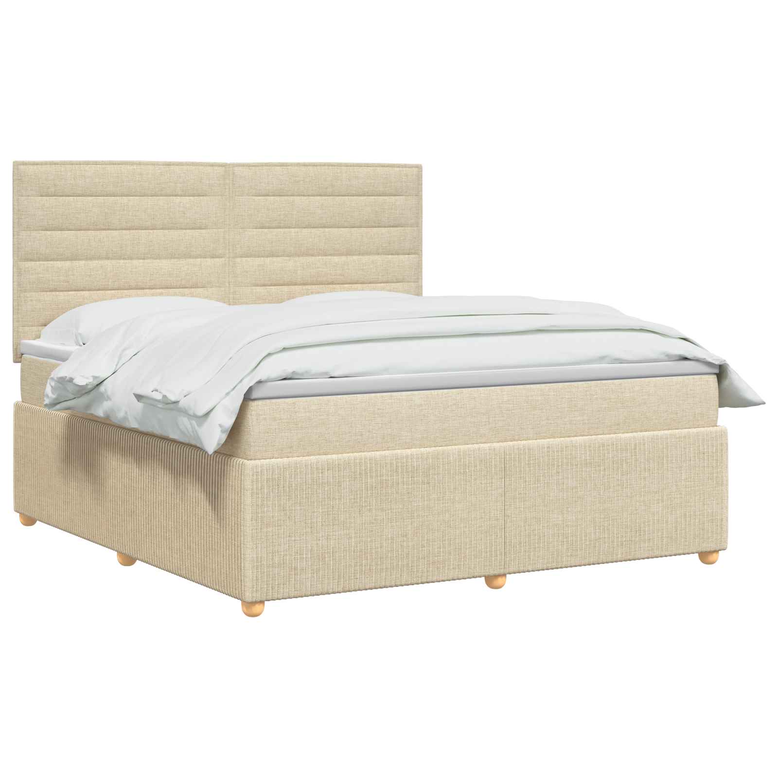 Postelja boxspring z vzmetnico Krem 180 x 200 cm Blago