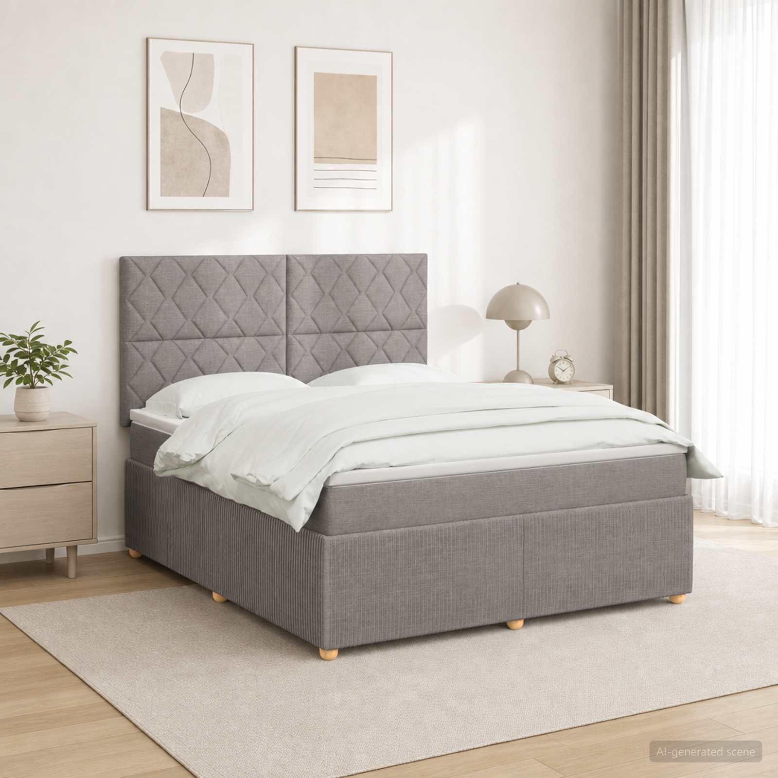 Континентално легло с матрак Таупе 140 x 190 cm Текстил