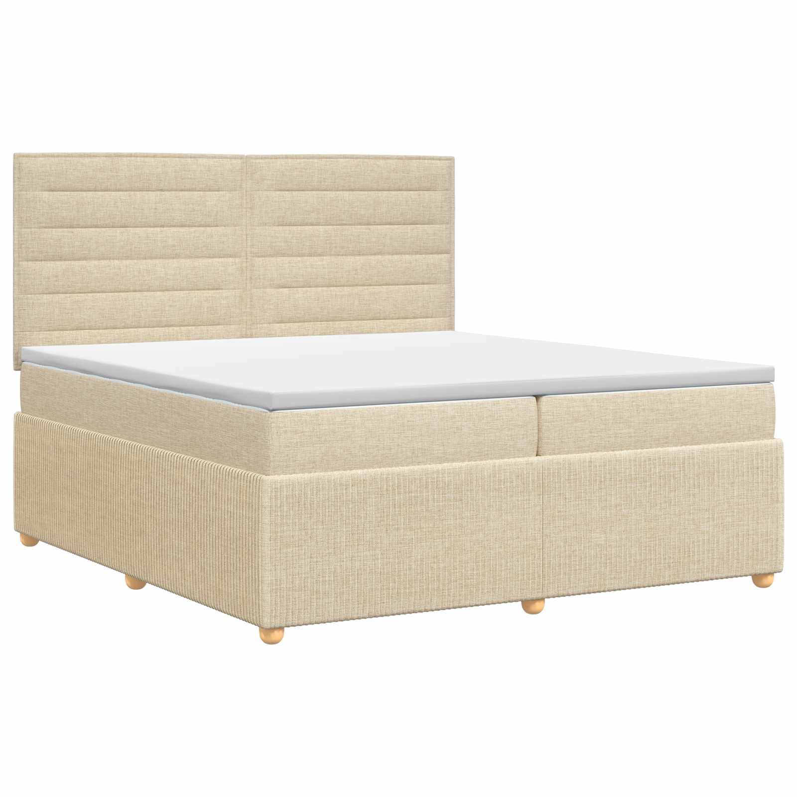 vidaXL Boxspringbed met matras Crèmekleurig 200 x 200 cm Stof, foto 3