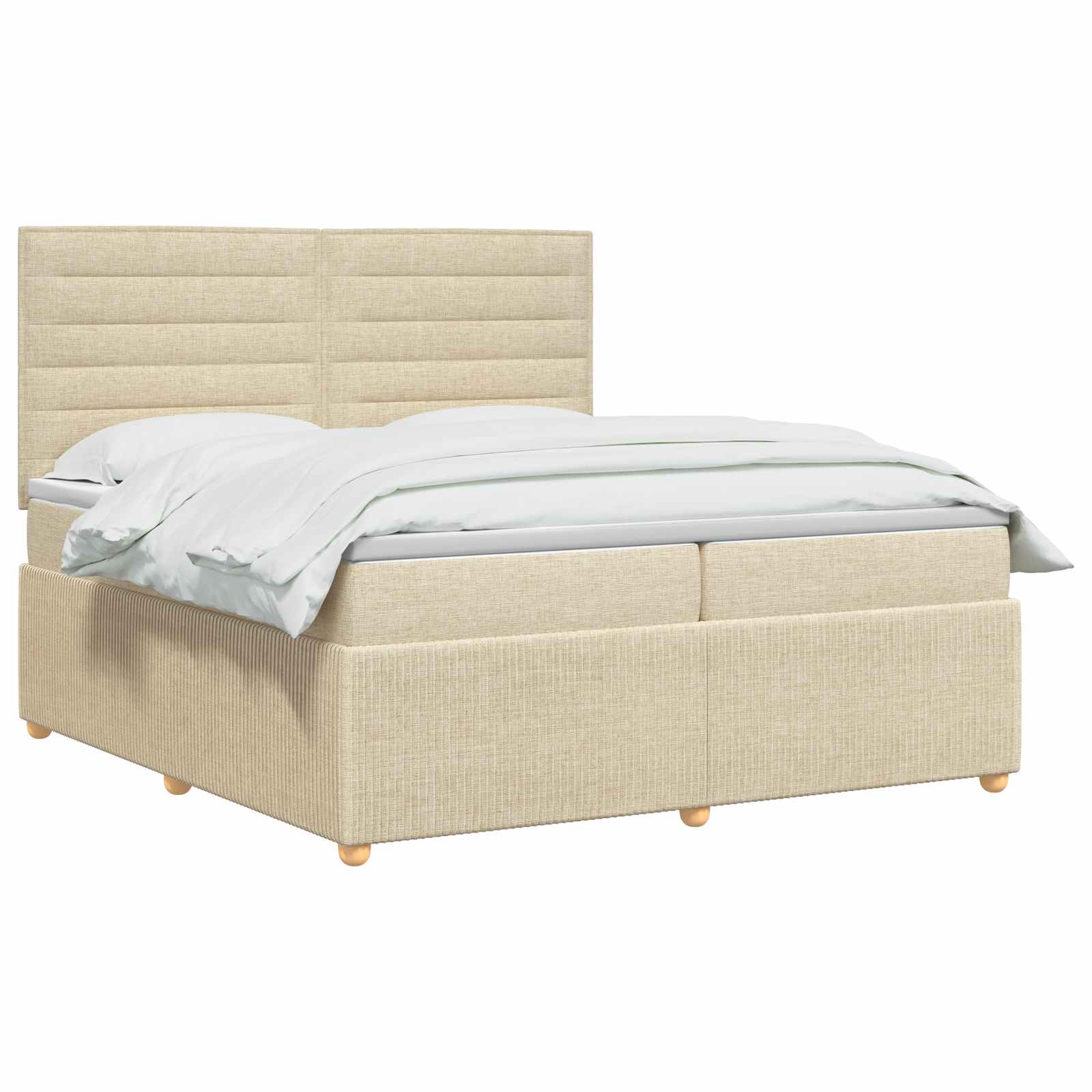 Postelja boxspring z vzmetnico Krem 200 x 200 cm Blago