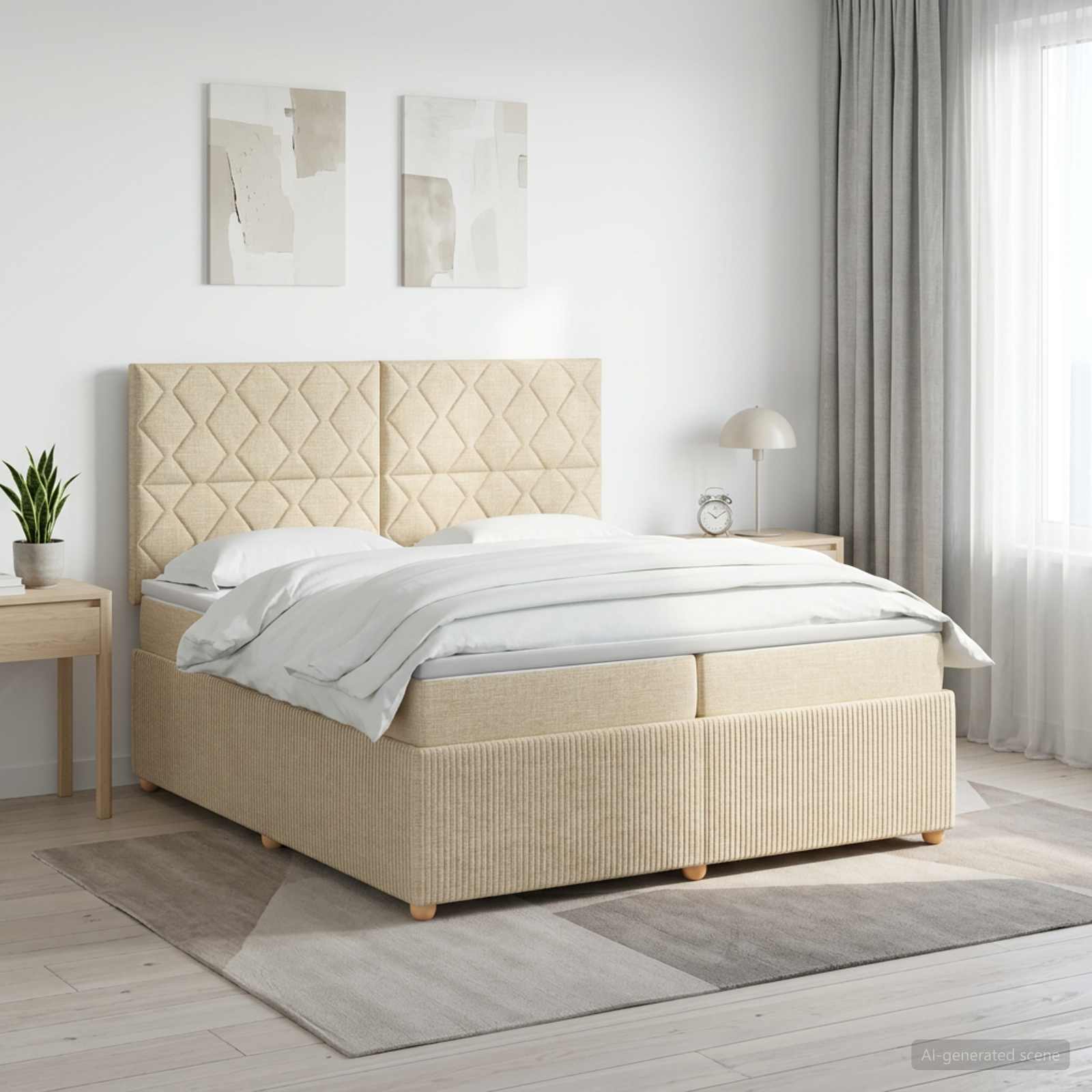 Континентално легло с матрак Кремаво 200 x 200 cm Текстил