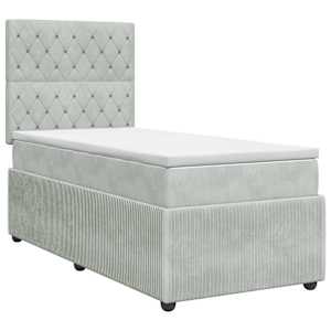 vidaXL Vedruvoodi madratsiga peaga Helehall 80 x 200 cm Samet