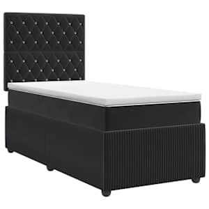 vidaXL Vedruvoodi madratsiga peaga Must 80 x 200 cm Samet