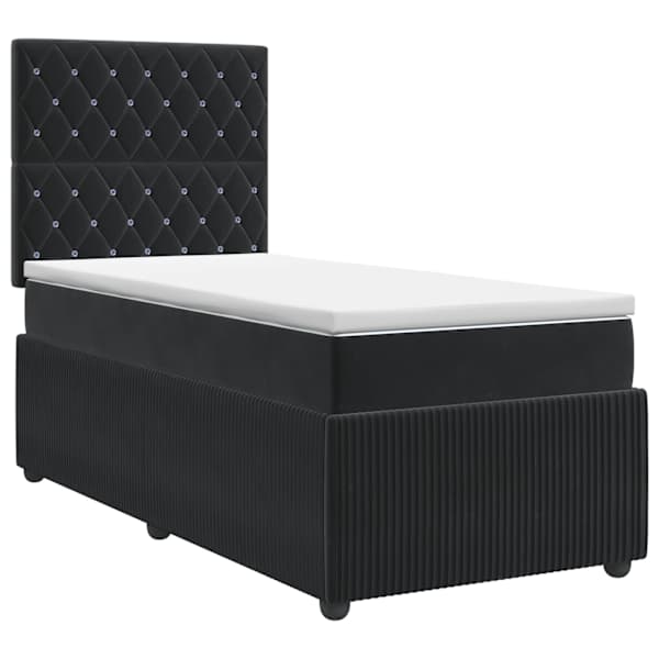 vidaXL Vedruvoodi madratsiga peaga Must 80 x 200 cm Samet