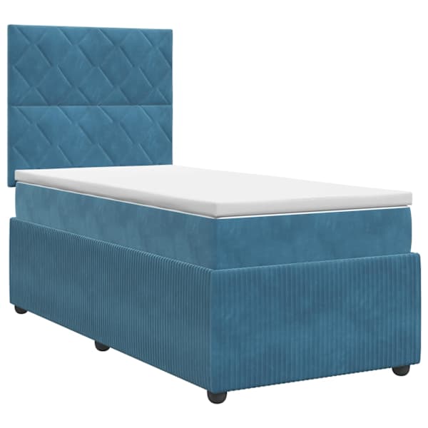vidaXL Vedruvoodi madratsiga peaga Sinine 80 x 200 cm Samet