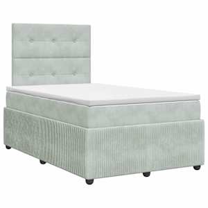 vidaXL Vedruvoodi madratsiga peaga Helehall 120 x 190 cm Samet