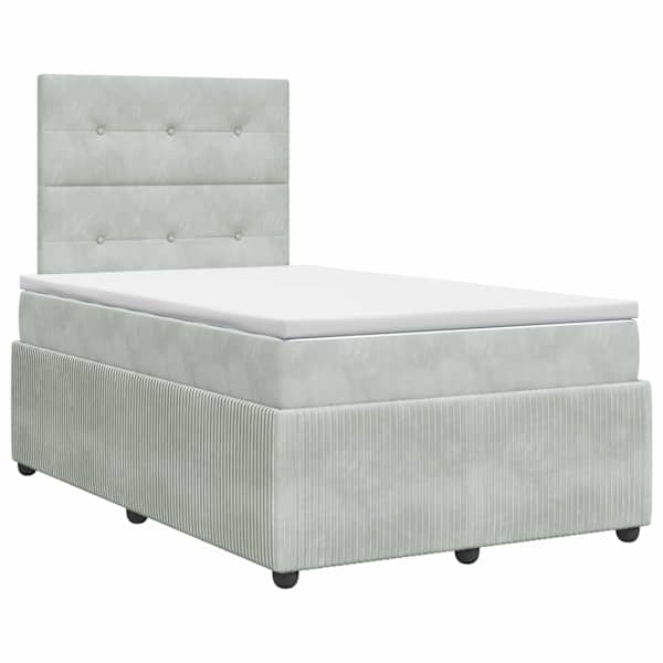 vidaXL Vedruvoodi madratsiga peaga Helehall 120 x 190 cm Samet