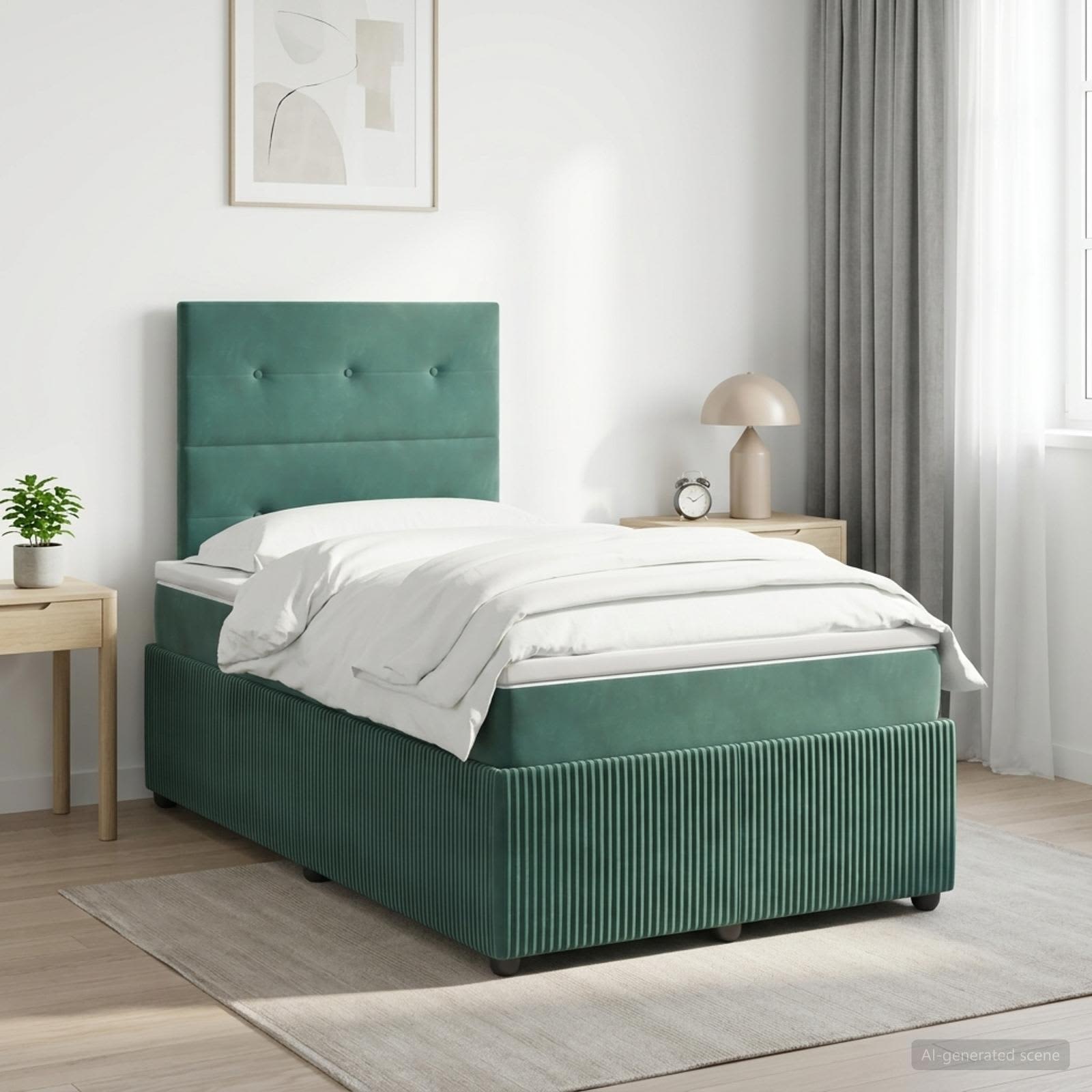 vidaXL Boxspringbed met matras Donkergroen 120 x 190 cm Fluweel