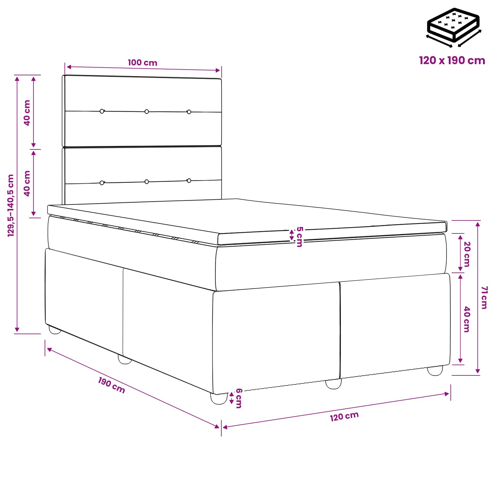 vidaXL Boxspringbed met matras Donkergroen 120 x 190 cm Fluweel